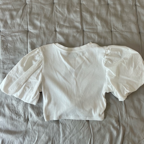 Zara Ribbed Puff Sleeve Top - Size S - Picture 3 of 3